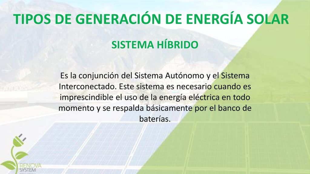 TIPOS DE GENERACIÓN DE ENERGÍA SOLAR