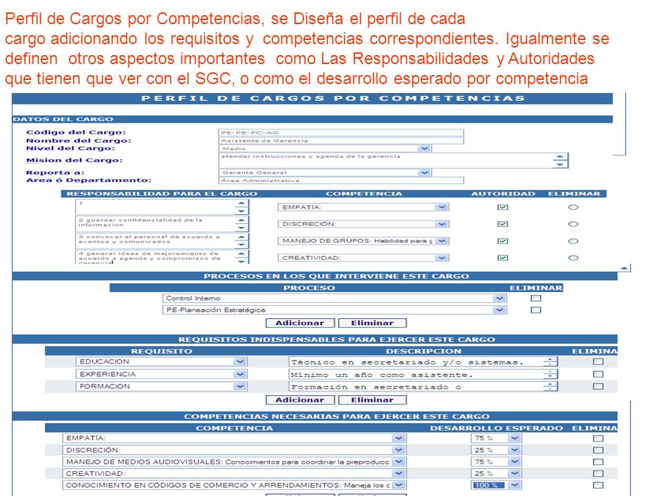 Perfil de Cargos por Competencias, se Diseña el perfil de cada