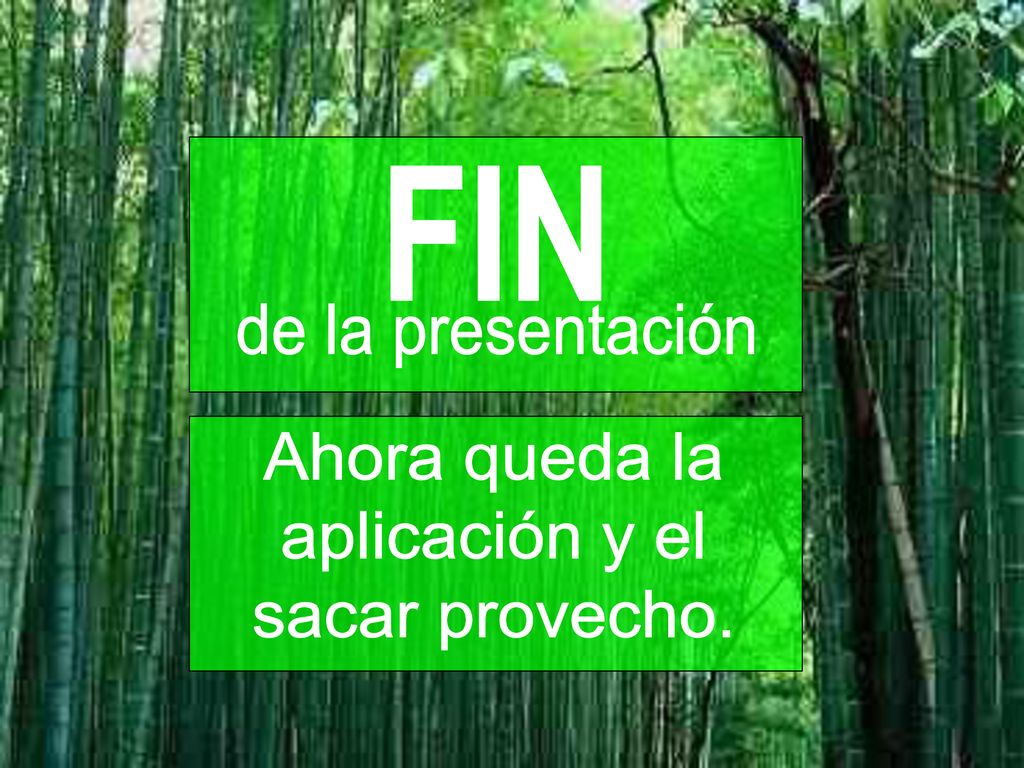 FIN de la presentación Ahora queda la aplicación y el sacar provecho.