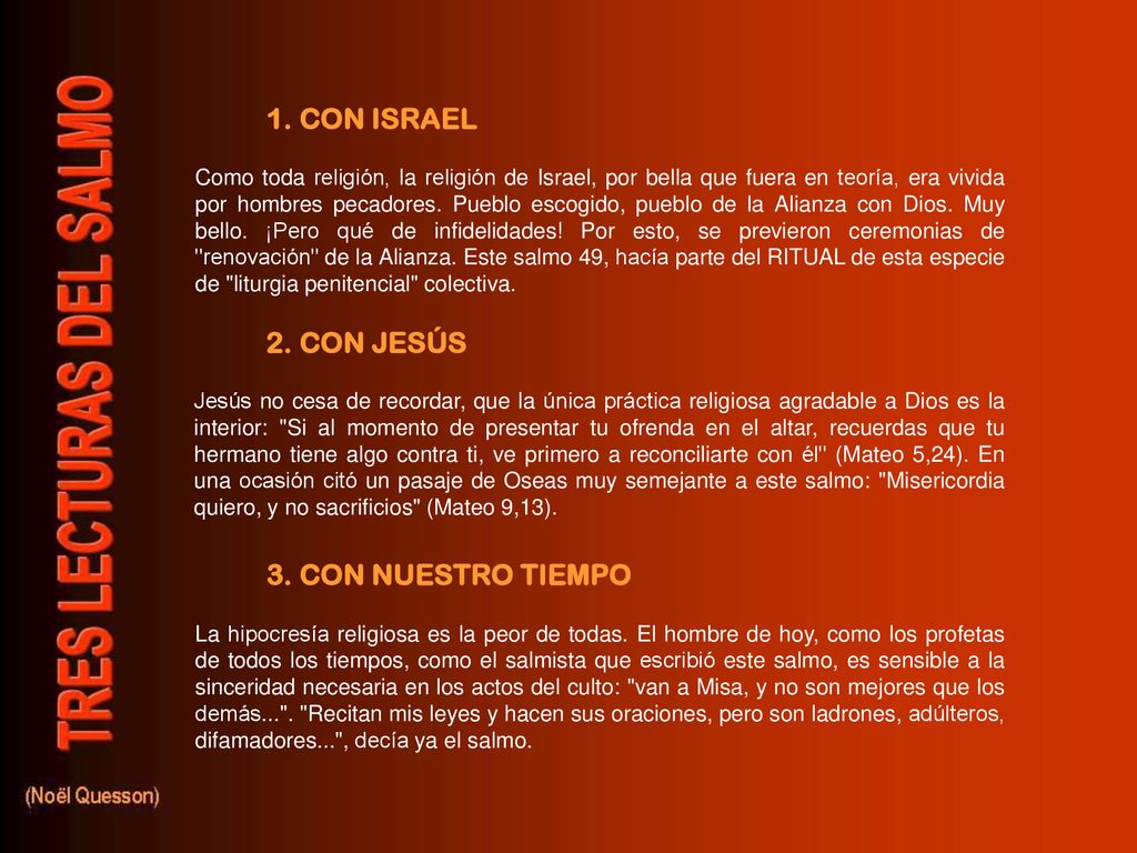 1. CON ISRAEL 2. CON JESÚS 3. CON NUESTRO TIEMPO