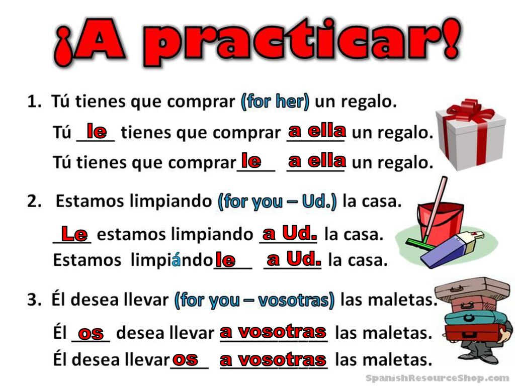 le a ella le a ella Le a Ud. le a Ud. os a vosotras os a vosotras