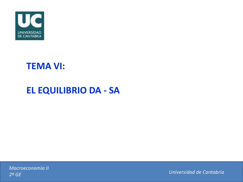 TEMA VI: EL EQUILIBRIO DA - SA Macroeconomía II 2º GE
