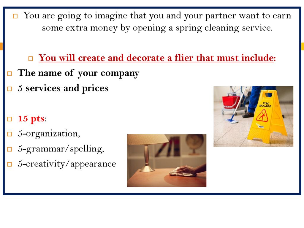 You will create and decorate a flier that must include:
