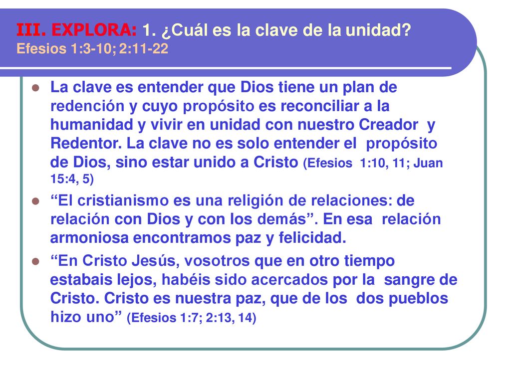 III. EXPLORA: 1. ¿Cuál es la clave de la unidad