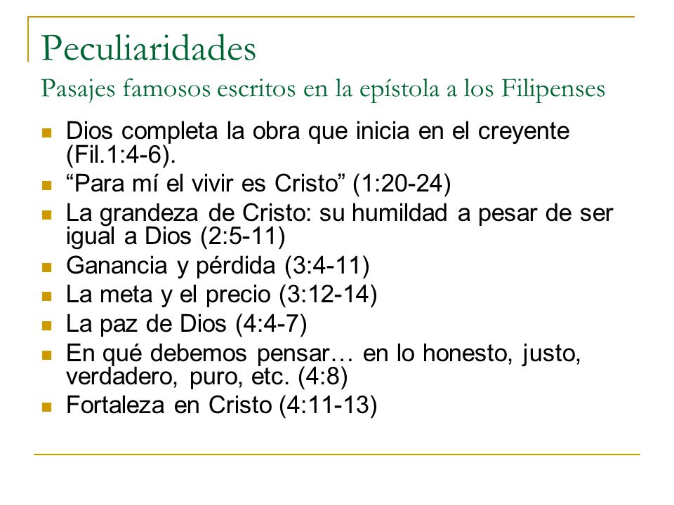 Peculiaridades Pasajes famosos escritos en la epístola a los Filipenses