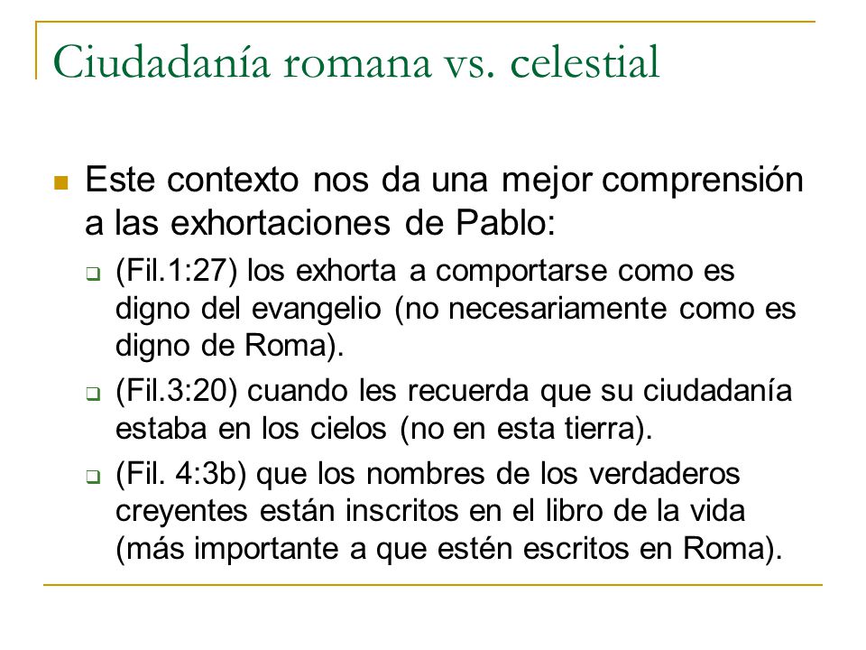 Ciudadanía romana vs. celestial
