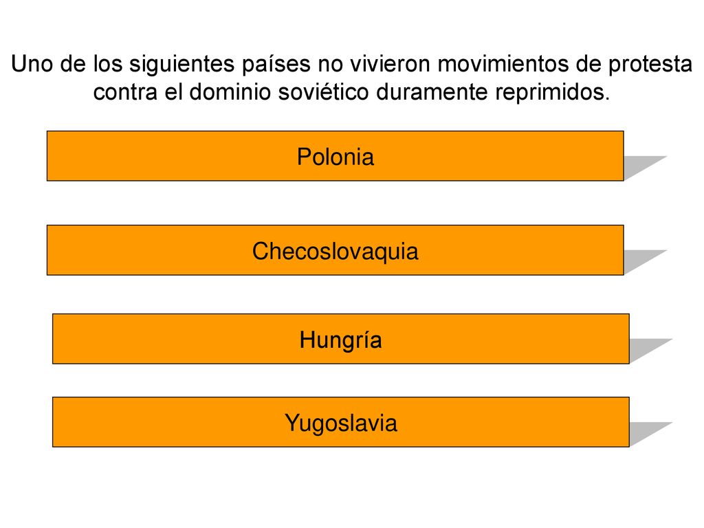 Uno de los siguientes países no vivieron movimientos de protesta contra el dominio soviético duramente reprimidos.