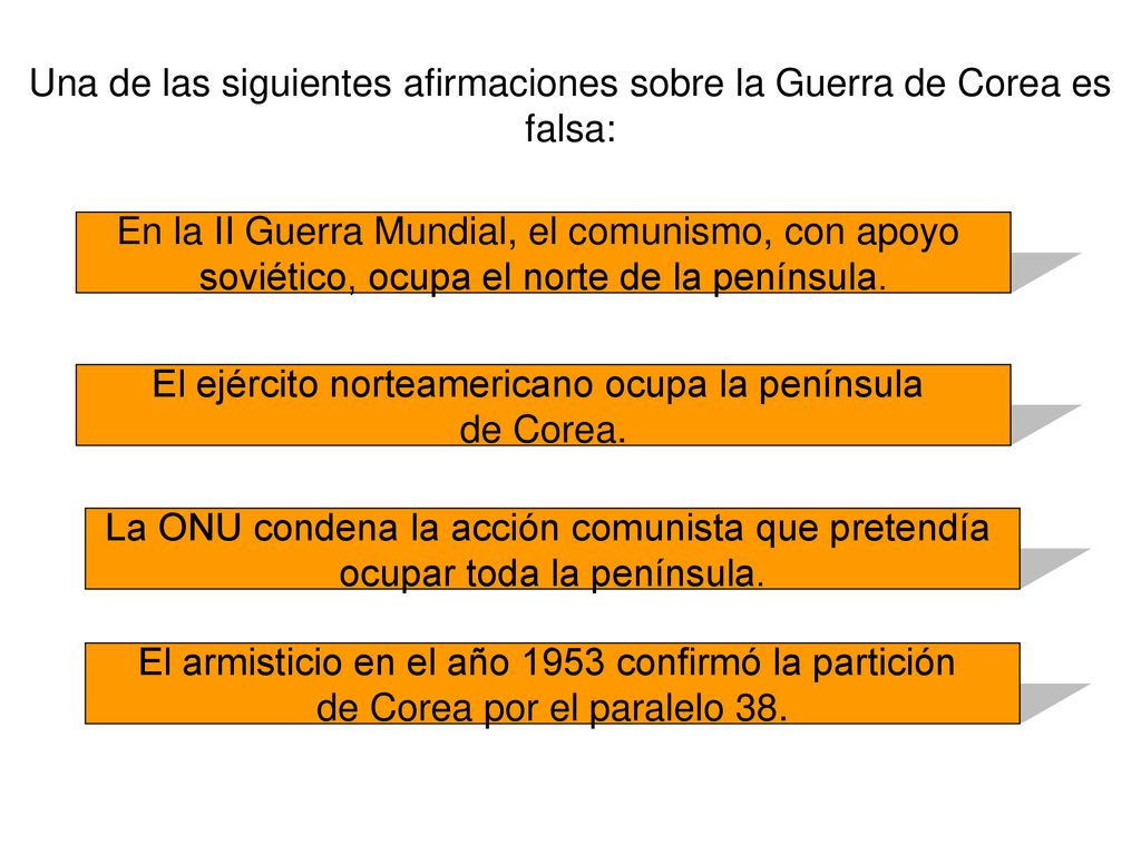 Una de las siguientes afirmaciones sobre la Guerra de Corea es falsa: