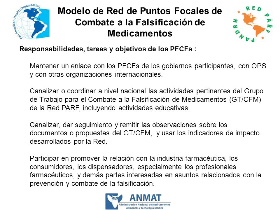 Modelo de Red de Puntos Focales de Combate a la Falsificación de Medicamentos