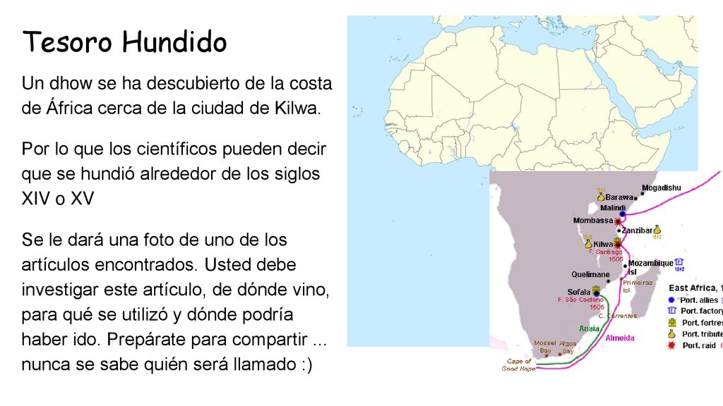 Tesoro Hundido Un dhow se ha descubierto de la costa de África cerca de la ciudad de Kilwa.