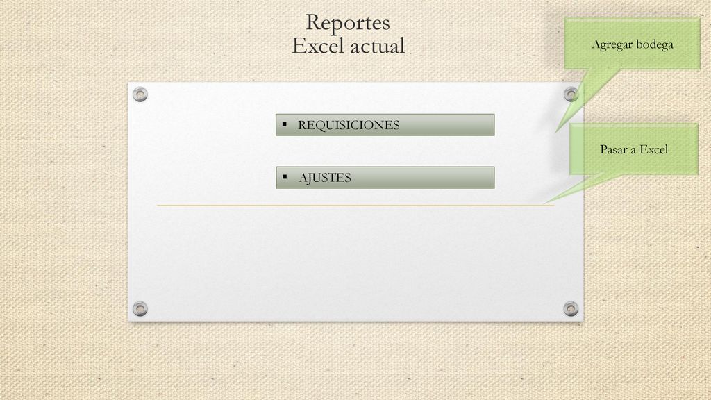 Reportes Excel actual Agregar bodega REQUISICIONES Pasar a Excel