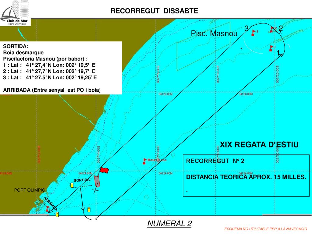 3 2 Pisc. Masnou 1 XIX REGATA D’ESTIU NUMERAL 2 RECORREGUT DISSABTE