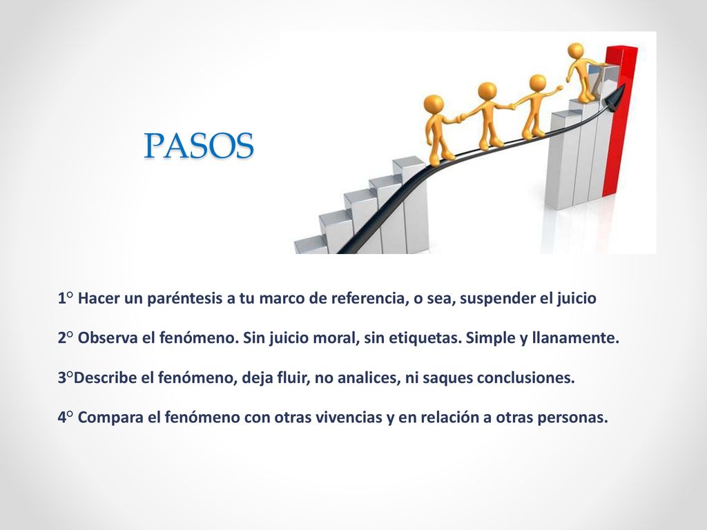 PASOS 1° Hacer un paréntesis a tu marco de referencia, o sea, suspender el juicio.