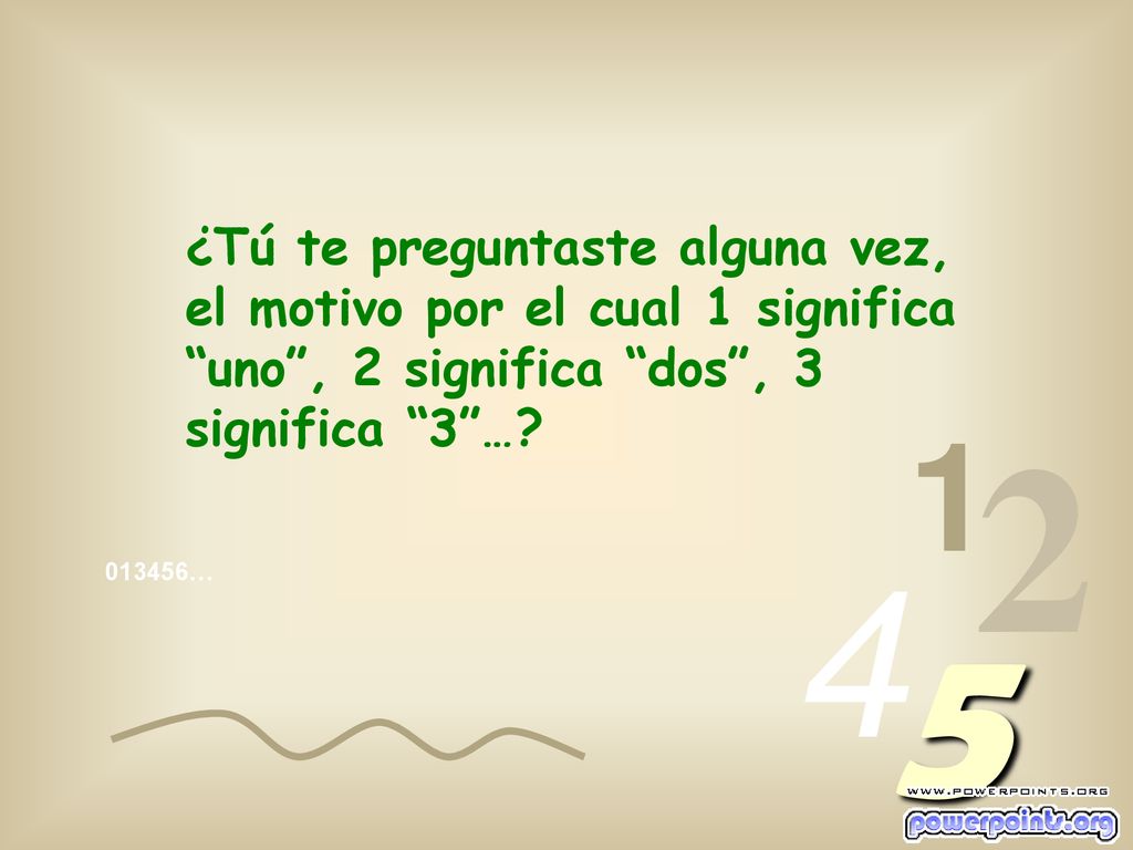 ¿Tú te preguntaste alguna vez, el motivo por el cual 1 significa uno , 2 significa dos , 3 significa 3 …