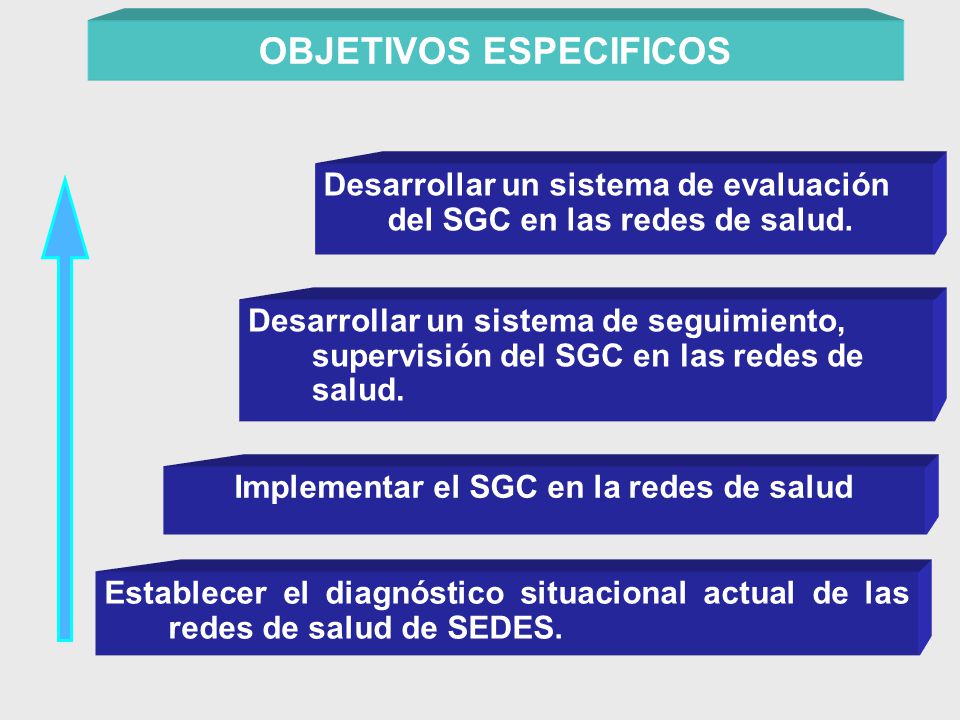 OBJETIVOS ESPECIFICOS Implementar el SGC en la redes de salud