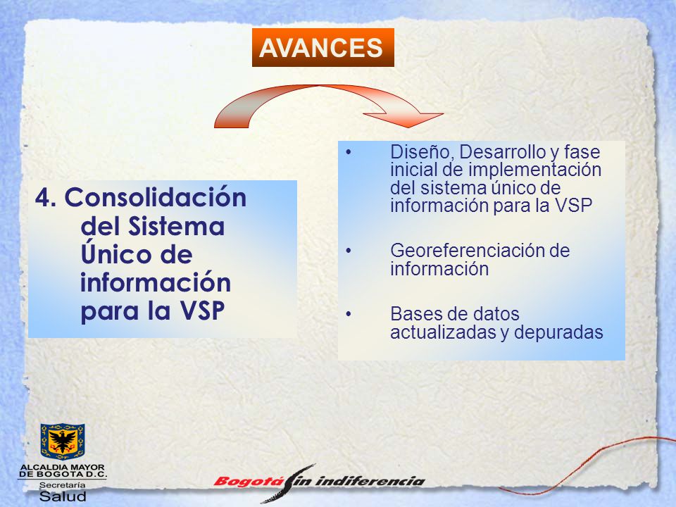 4. Consolidación del Sistema Único de información para la VSP