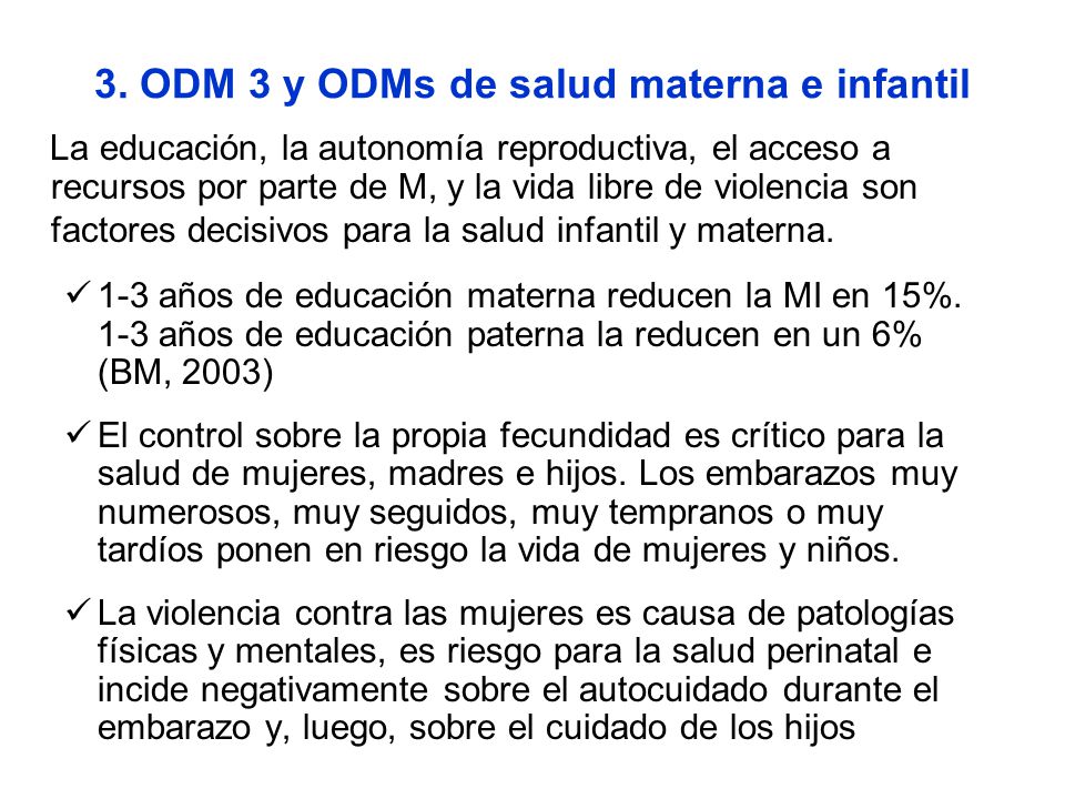 3. ODM 3 y ODMs de salud materna e infantil
