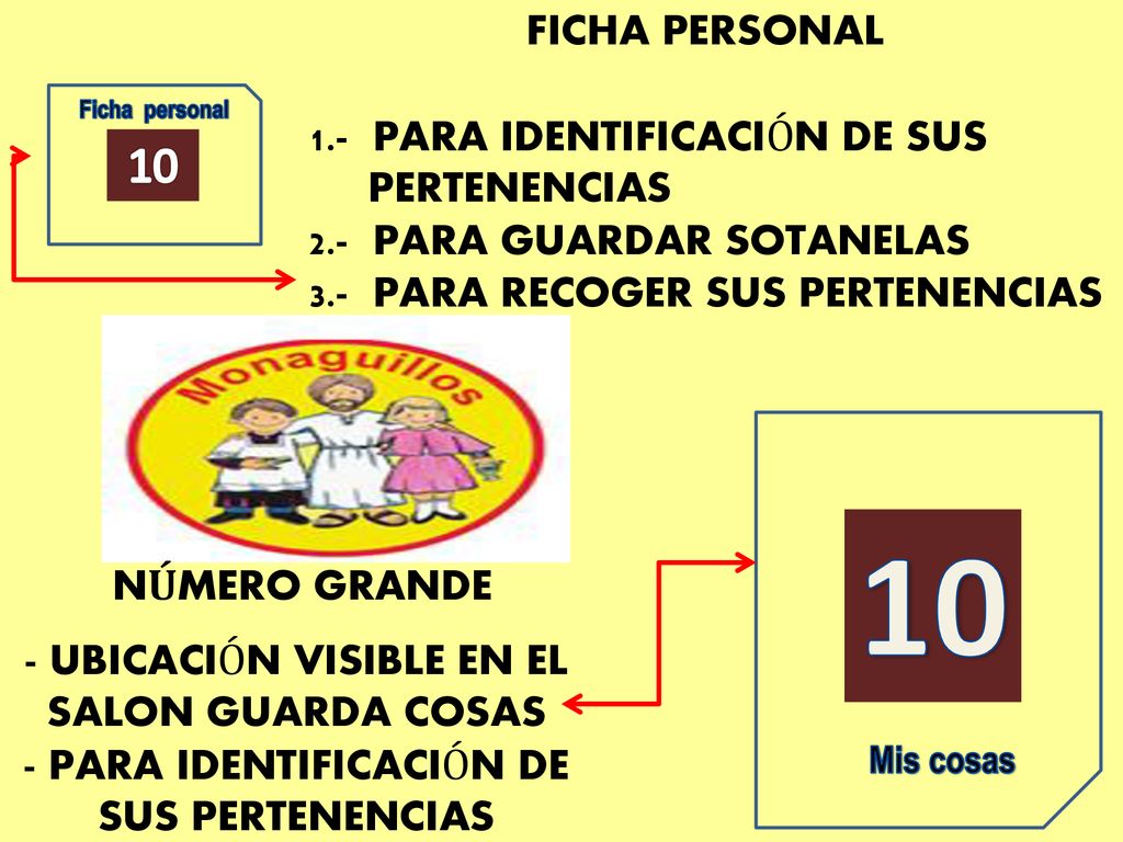 10 10 FICHA PERSONAL 1.- PARA IDENTIFICACIÓN DE SUS PERTENENCIAS