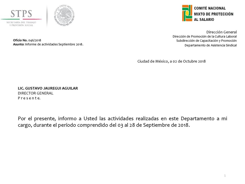 Dirección General Dirección de Promoción de la Cultura Laboral. Subdirección de Capacitación y Promoción.