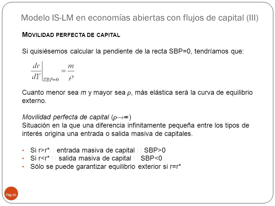 Modelo IS-LM en economías abiertas con flujos de capital (III)