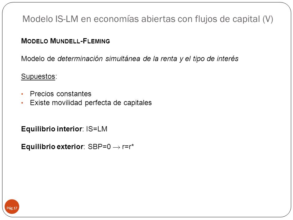 Modelo IS-LM en economías abiertas con flujos de capital (V)