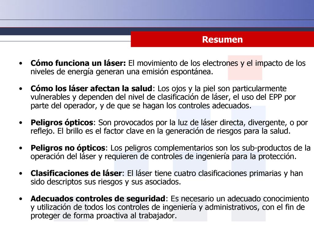 Resumen Cómo funciona un láser: El movimiento de los electrones y el impacto de los niveles de energía generan una emisión espontánea.