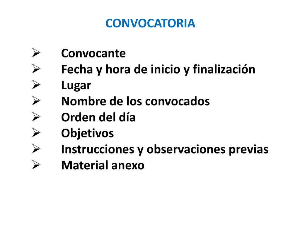 Fecha y hora de inicio y finalización Lugar Nombre de los convocados