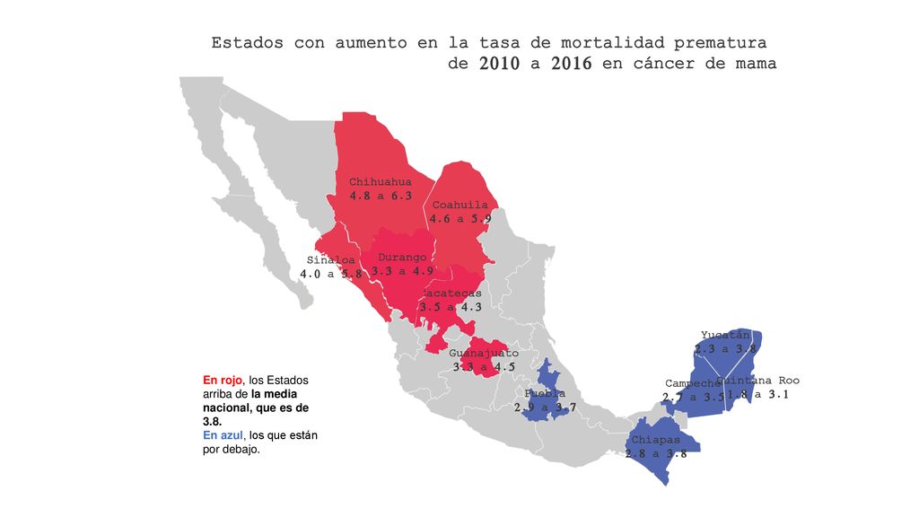 Estados con aumento en la tasa de mortalidad prematura