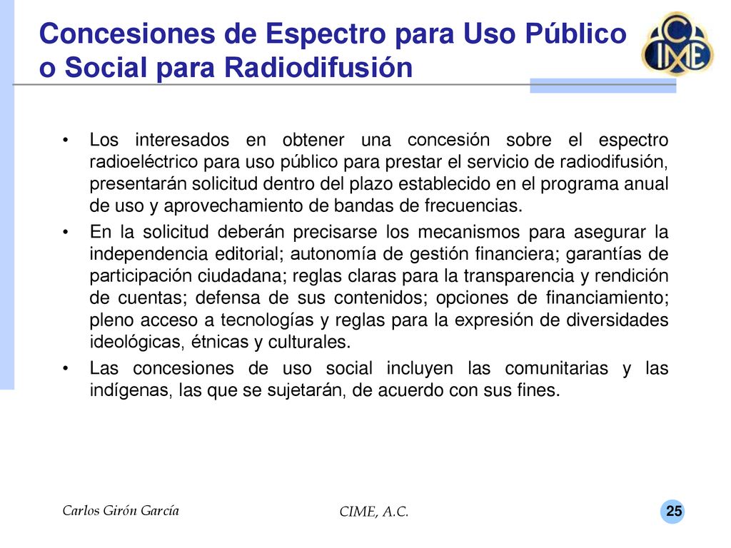 Concesiones de Espectro para Uso Público o Social para Radiodifusión