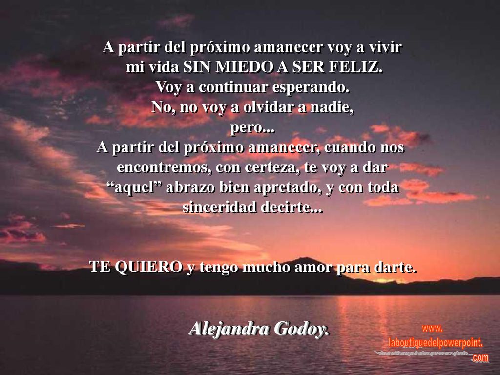 Alejandra Godoy. A partir del próximo amanecer voy a vivir