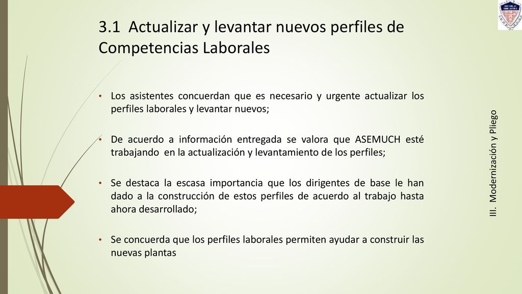 3.1 Actualizar y levantar nuevos perfiles de Competencias Laborales