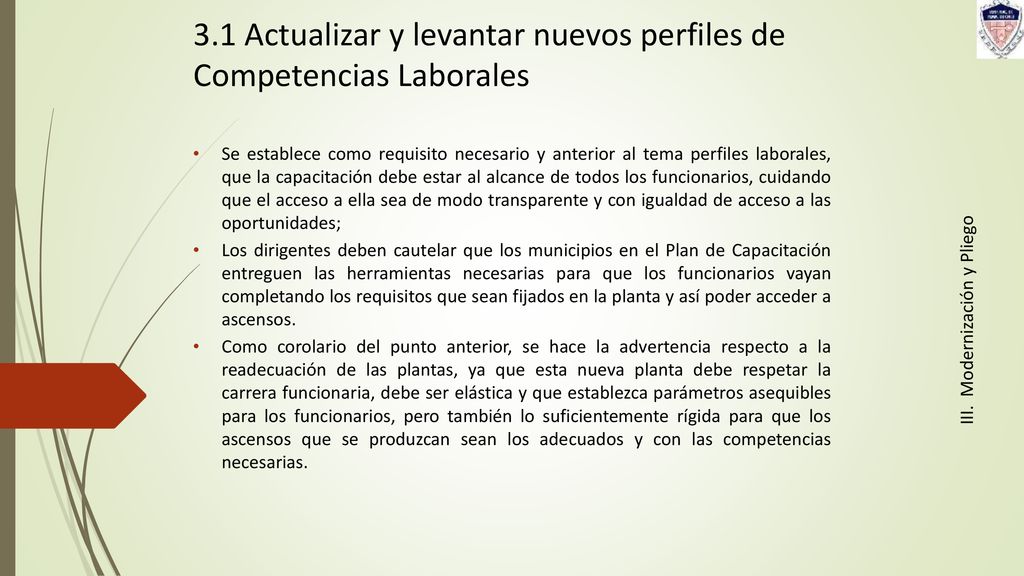 3.1 Actualizar y levantar nuevos perfiles de Competencias Laborales