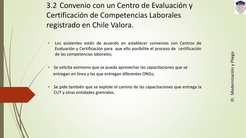 3.2 Convenio con un Centro de Evaluación y Certificación de Competencias Laborales registrado en Chile Valora.