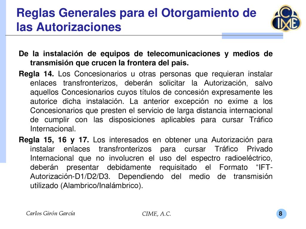 Reglas Generales para el Otorgamiento de las Autorizaciones