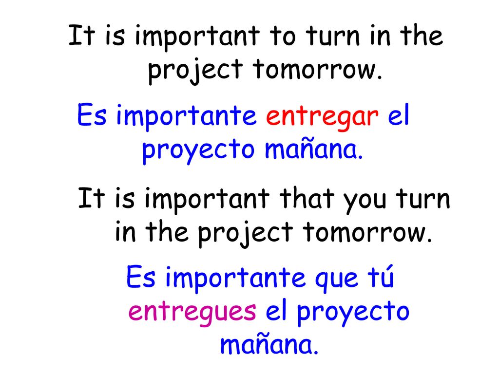 It is important to turn in the project tomorrow.
