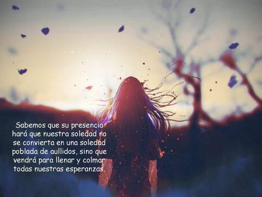 Sabemos que su presencia hará que nuestra soledad no se convierta en una soledad poblada de aullidos, sino que vendrá para llenar y colmar todas nuestras esperanzas.