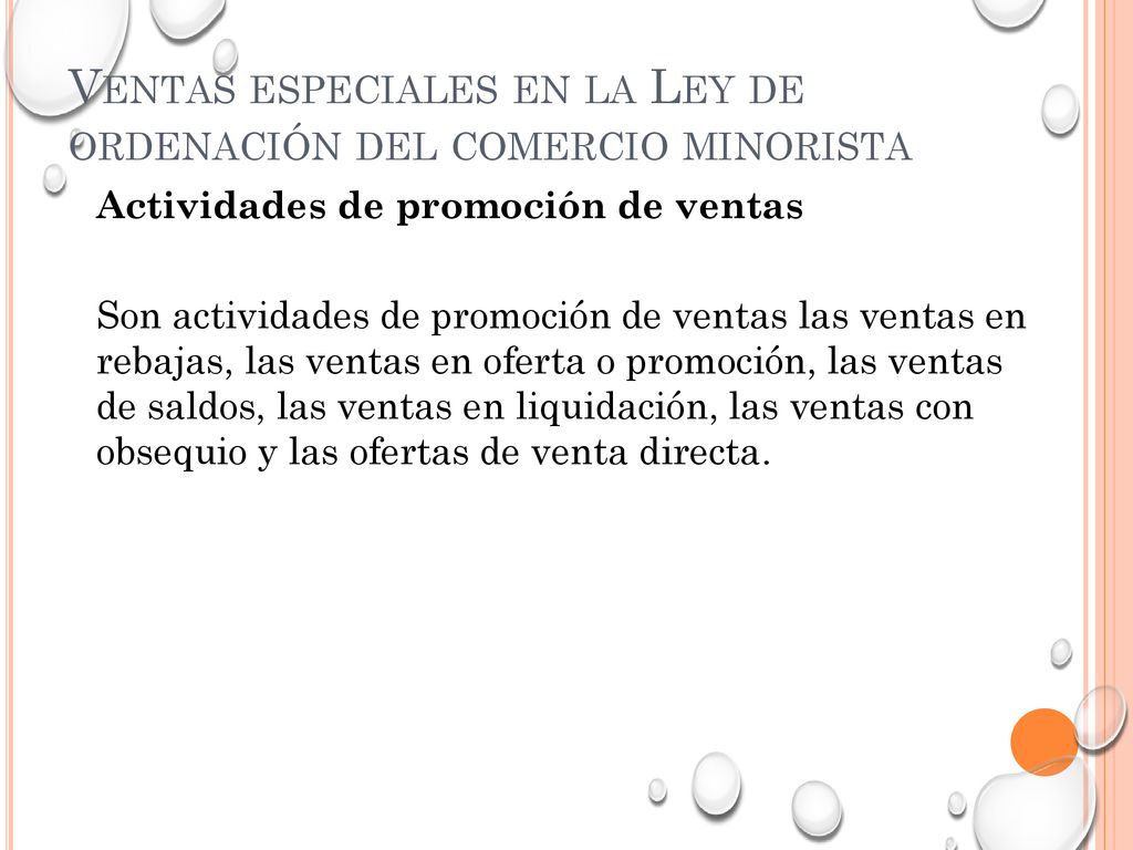 Ventas especiales en la Ley de ordenación del comercio minorista