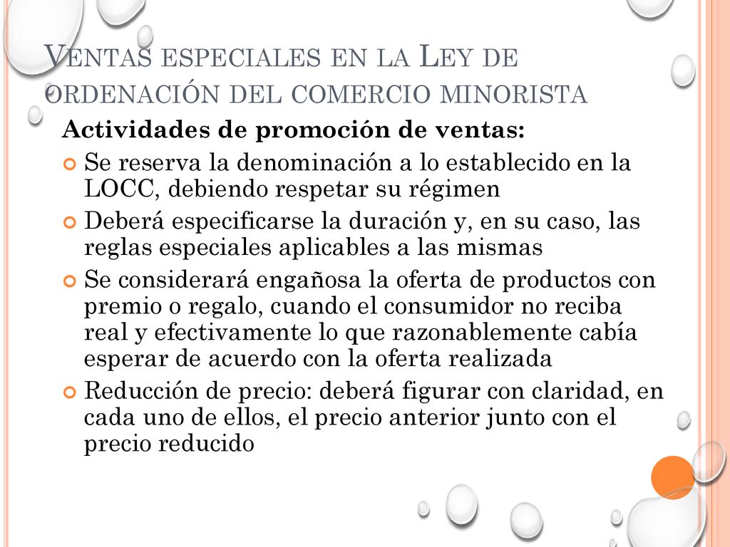 Ventas especiales en la Ley de ordenación del comercio minorista