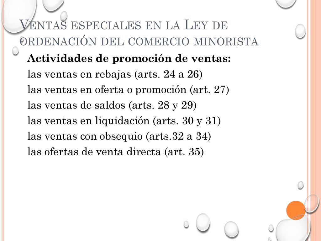 Ventas especiales en la Ley de ordenación del comercio minorista