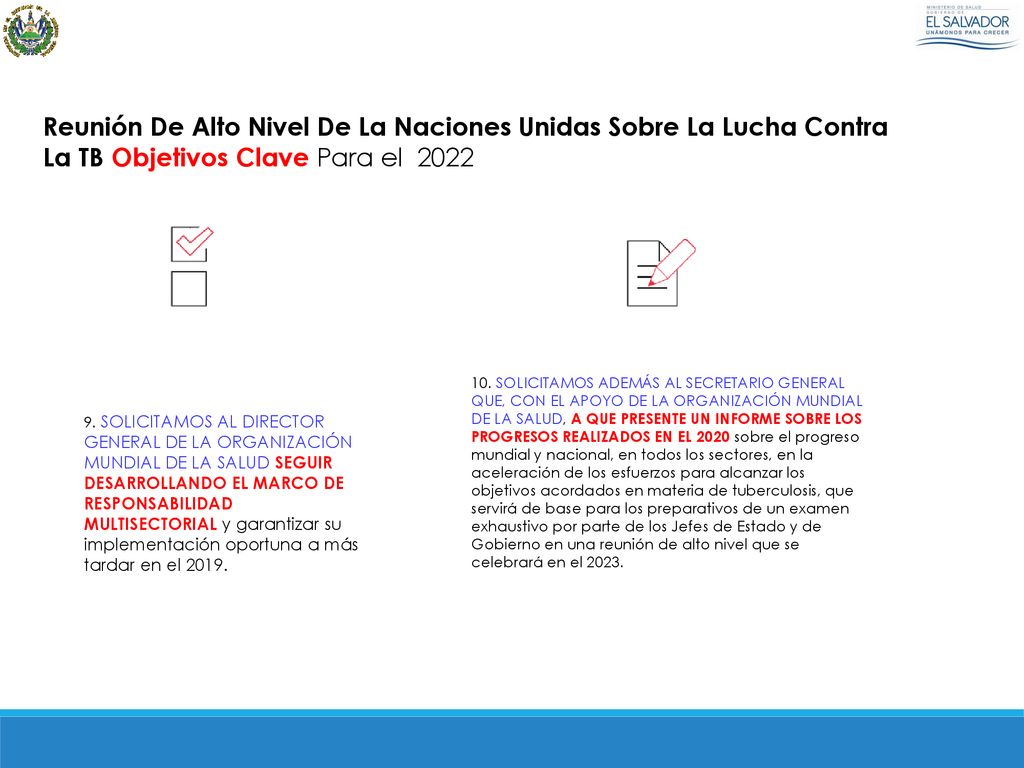Reunión De Alto Nivel De La Naciones Unidas Sobre La Lucha Contra La TB Objetivos Clave Para el 2022