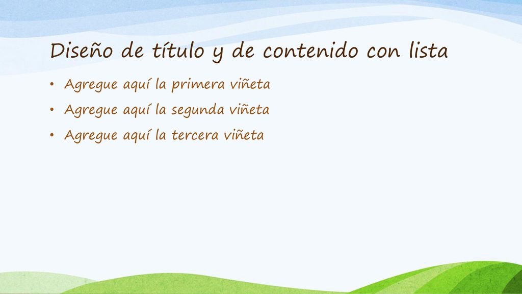 Diseño de título y de contenido con lista