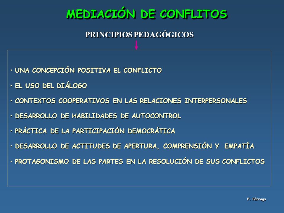 MEDIACIÓN DE CONFLITOS PRINCIPIOS PEDAGÓGICOS