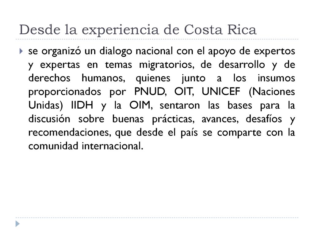 Desde la experiencia de Costa Rica