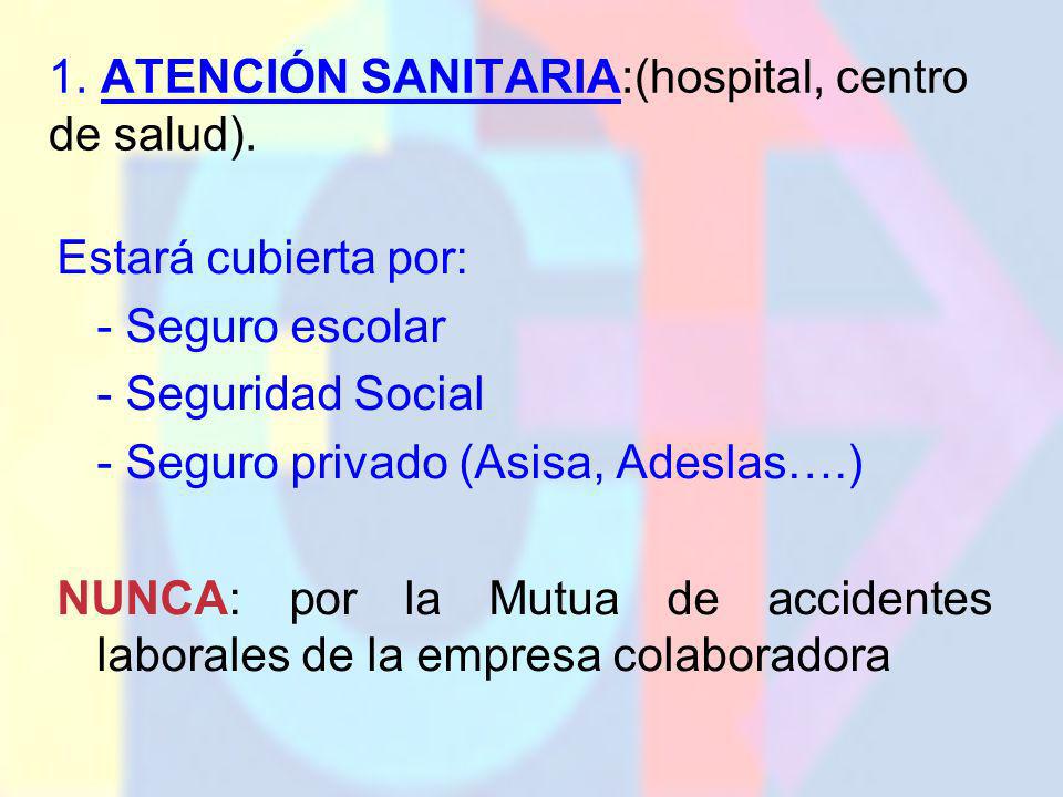 1. ATENCIÓN SANITARIA:(hospital, centro de salud).