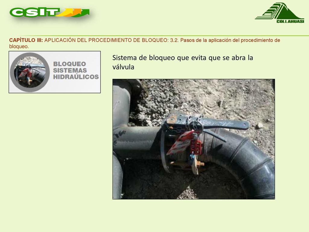 Sistema de bloqueo que evita que se abra la válvula