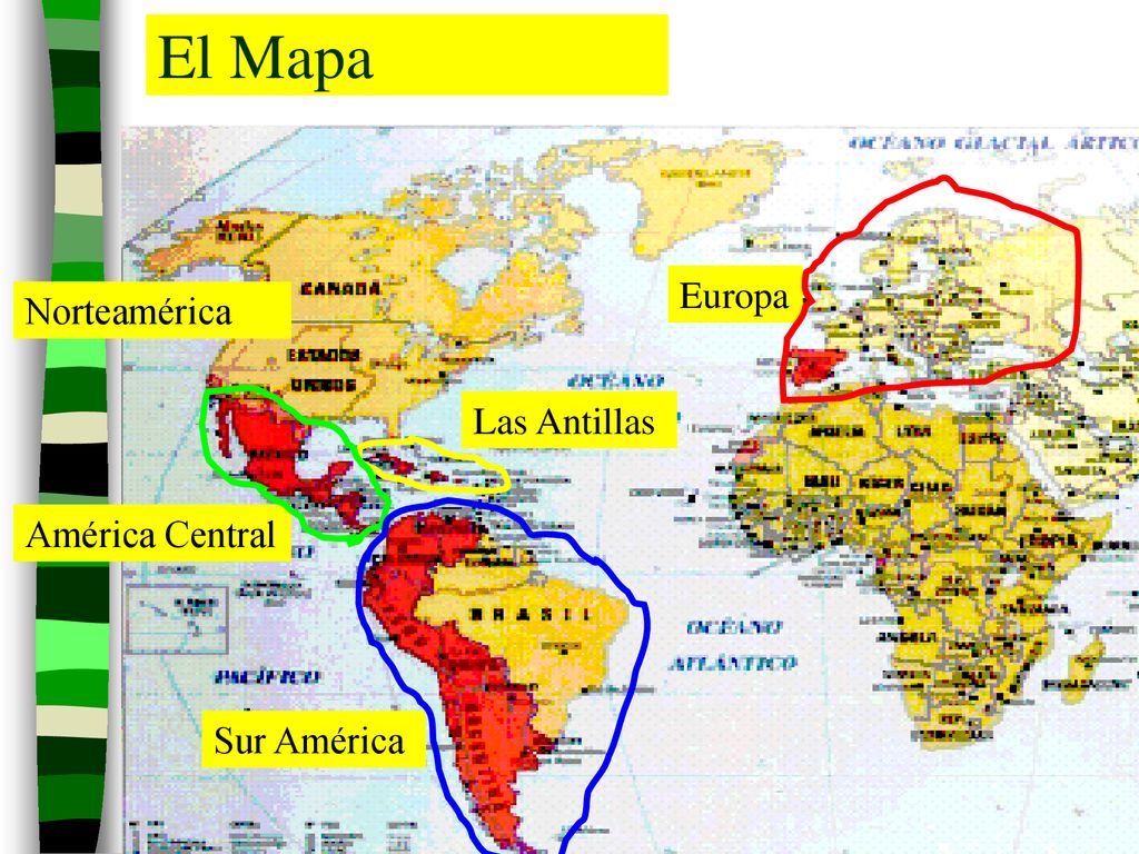 El Mapa Europa Norteamérica Las Antillas América Central Sur América