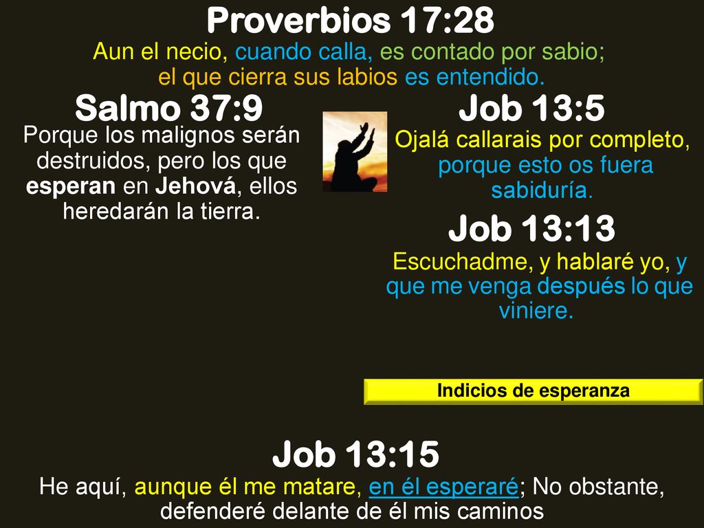Proverbios 17:28 Salmo 37:9 Job 13:5 Job 13:13 Job 13:15