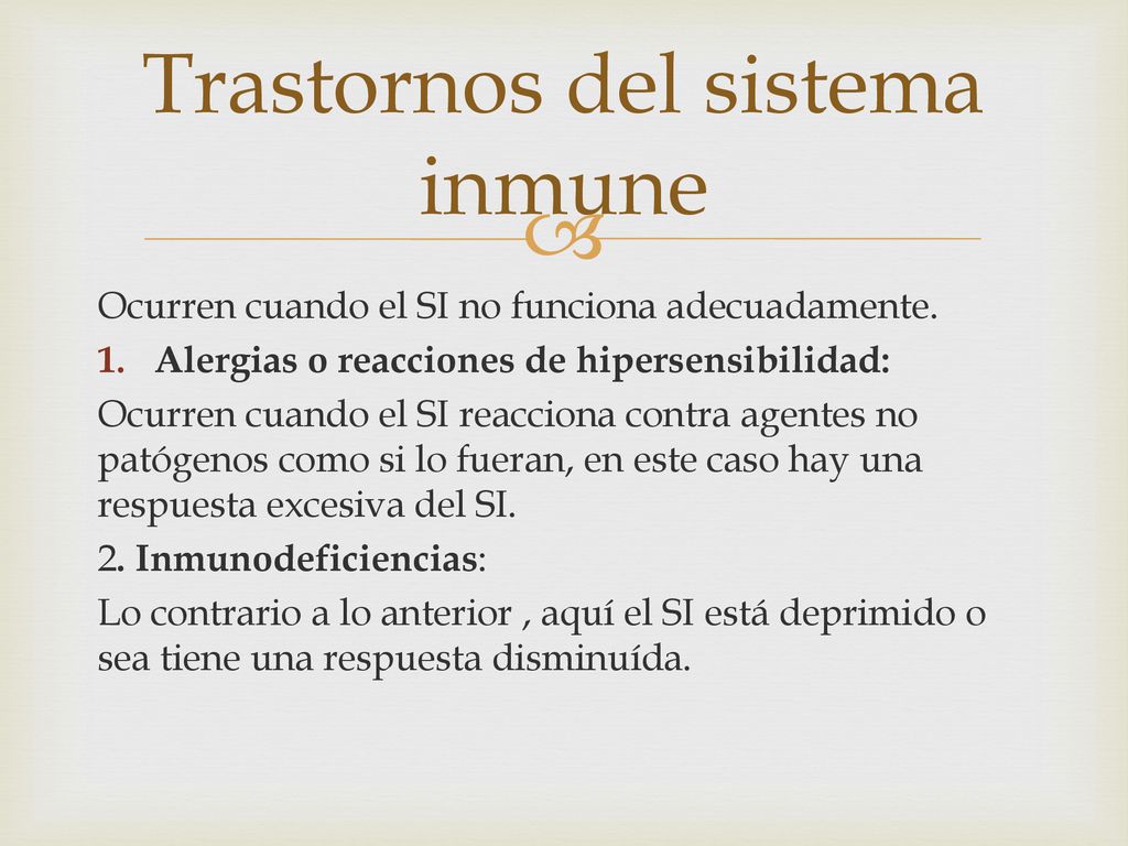 Trastornos del sistema inmune