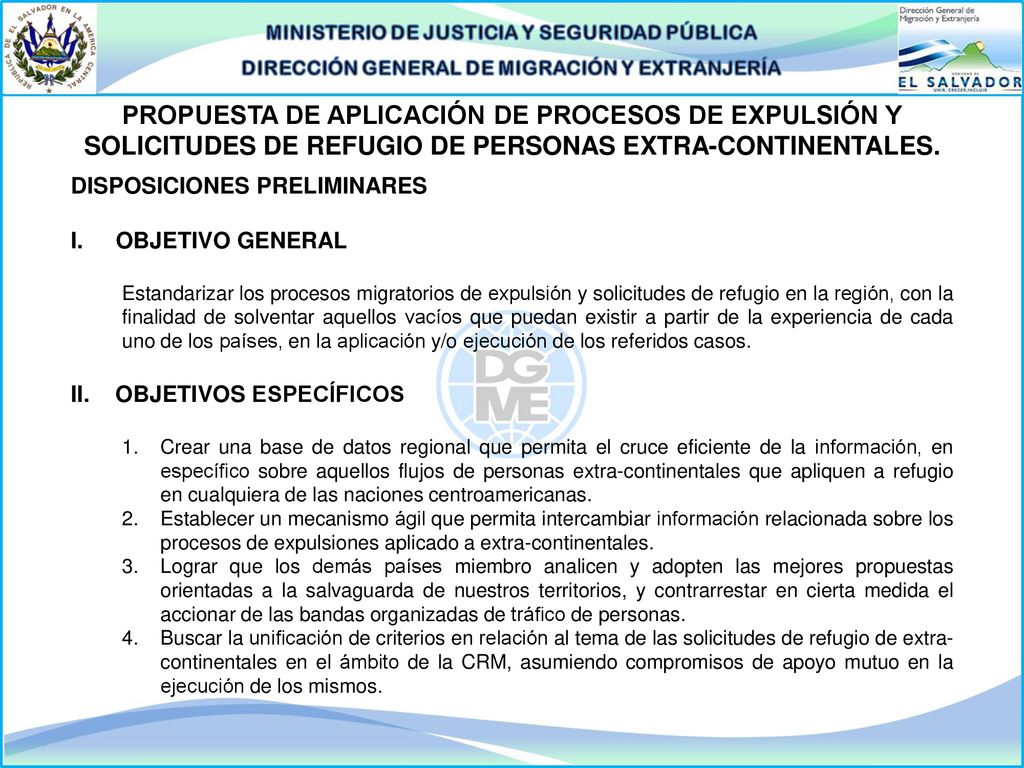 PROPUESTA DE APLICACIÓN DE PROCESOS DE EXPULSIÓN Y SOLICITUDES DE REFUGIO DE PERSONAS EXTRA-CONTINENTALES.