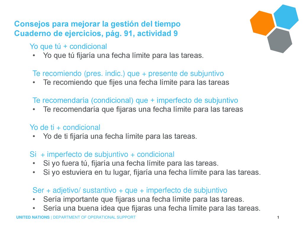 Consejos para mejorar la gestión del tiempo Cuaderno de ejercicios, pág. 91, actividad 9